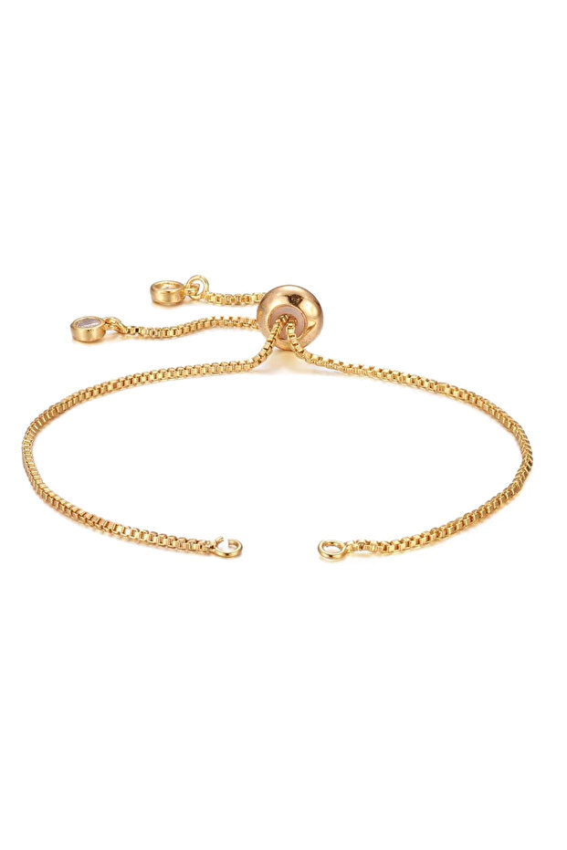 18K Gold 5pcs 18K Gold Brass Adjustable Slider Bracelet Chain for DIY Jewelry Making Findings Extend