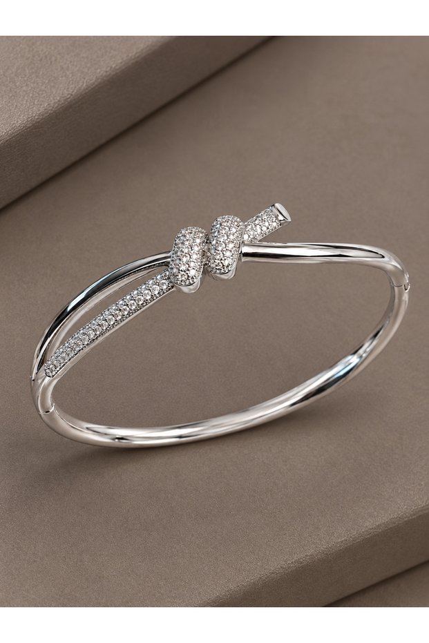 Silver Color Zircon Stone Knot Model Women's Handcuff Women's Bracelet