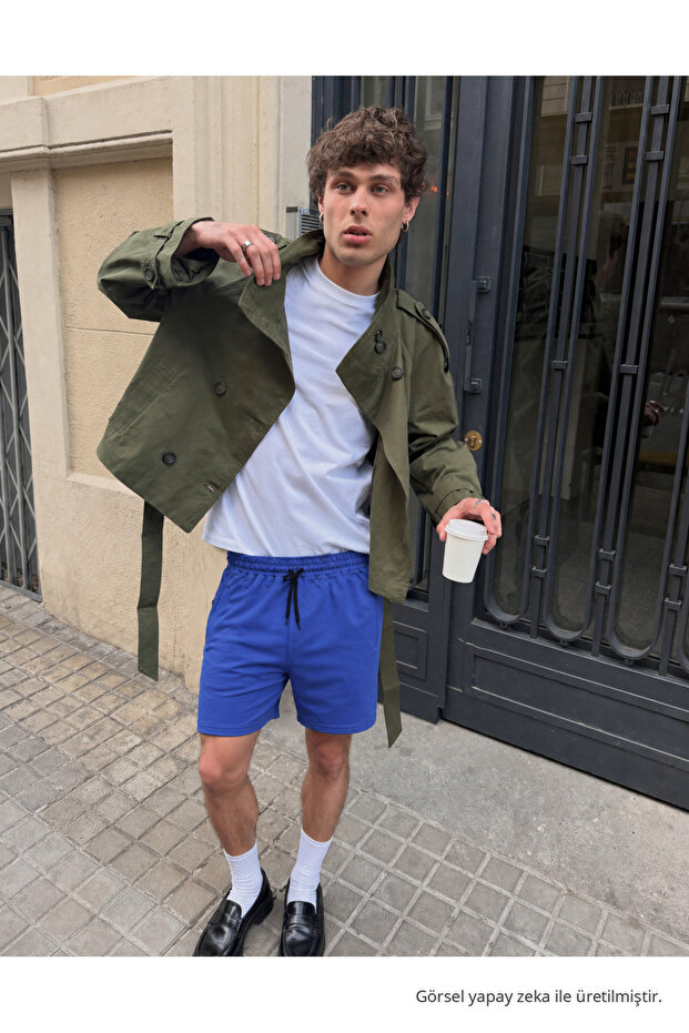Men's Premium Cotton Loose Blue Summer Combed Cotton Shorts