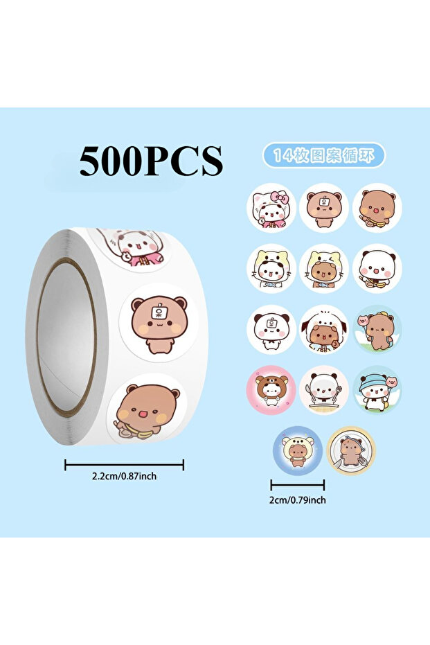 500PCS 500PCS Cute Bubu and Dudu Cartoon Roll Stickers Brooches for School Reward Sticker Gift Decor
