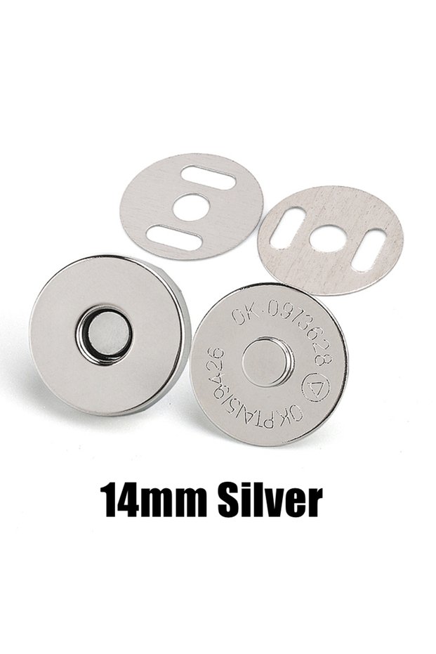 10pcs 14mm Silver Magnetic Snap Fasteners Clasps Buttons Handbag Purse Wallet Craft Bags Parts Acces