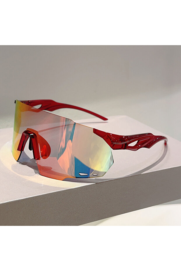 red-red coating GM LUMIAS Rimless Oversized Goggle Men 2025 New Wrapped Round Mirror Sports Sunglass