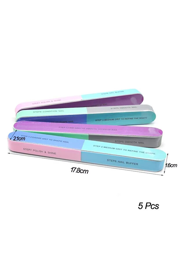 5Pcs 7 Sides Nail Buffers Files Professional Polisher for Nail Art Manicure Polishing Block Buffing
