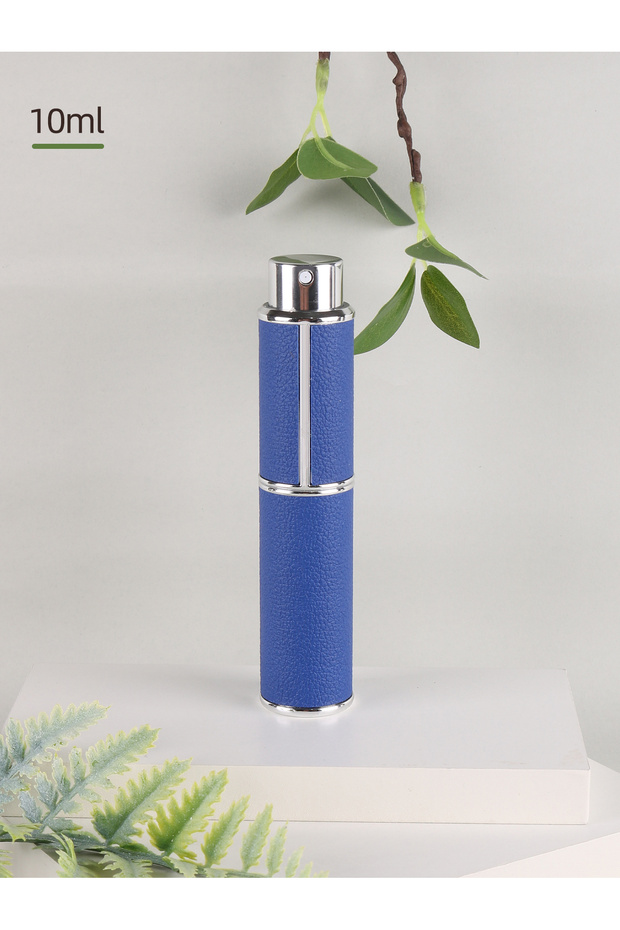 Leather 10ml blue 10ml Rotary Leather Perfume Bottle, Empty Refillable Travel Container, Empty Colog