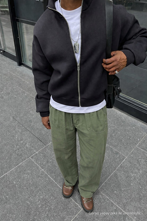Men's Summer Regular Loose-Leg Green Linen Trousers