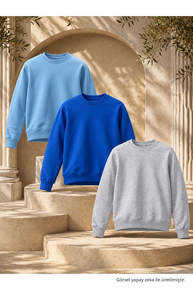 3 Pieces Men's 3 Thread Thick Winter Premium Sweatshirt