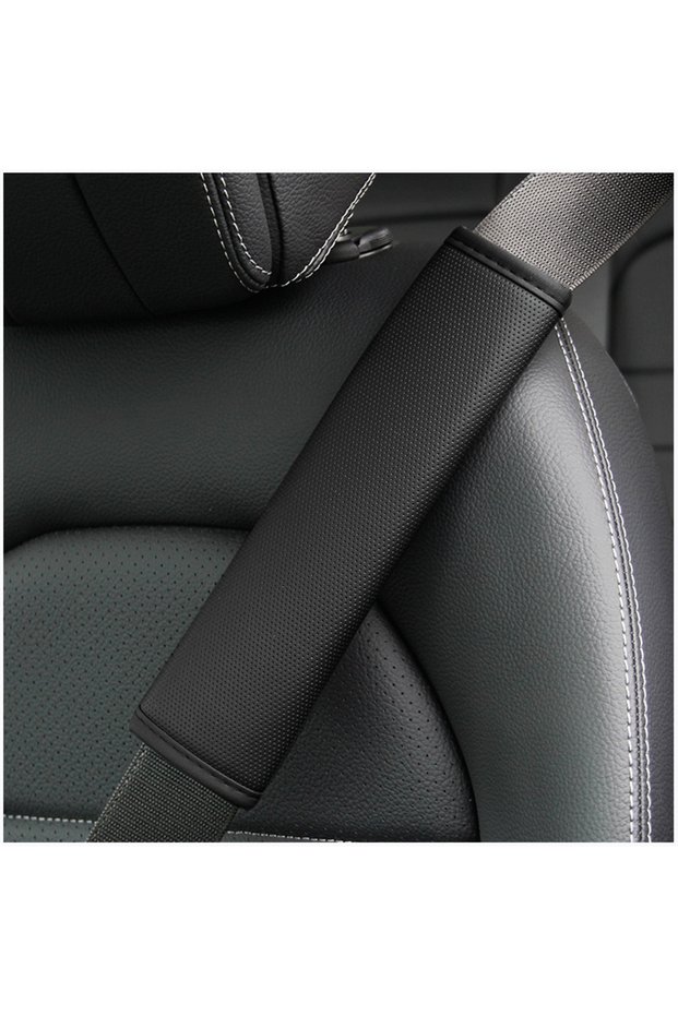Black skin feel 1PCS Car Seat Belt Protective Cover Anti-neck Strangling Skin-feel Leather Fine Hole