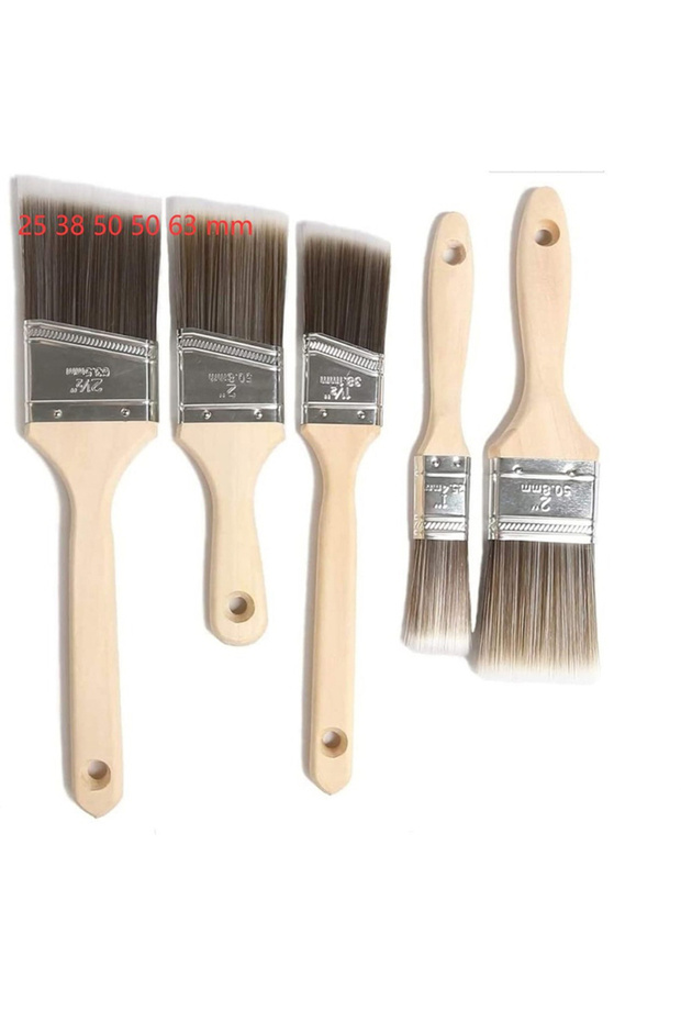White coffee-5Pcs 5Pcs Paint Brush Set White Coffee-colored Paint Long-handled Bevel Art-specific Ny