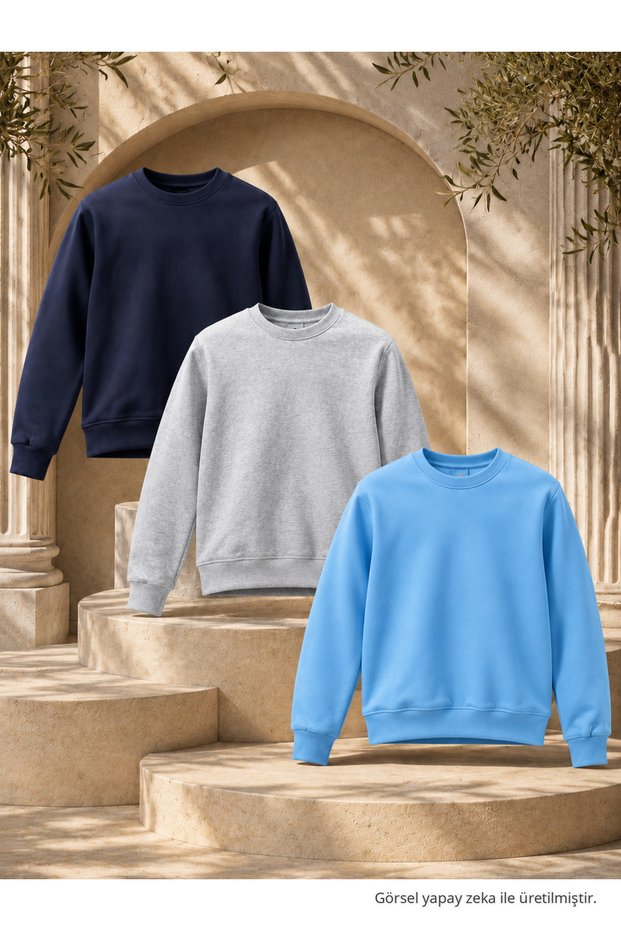 3 Pieces Men's 3 Thread Thick Winter Premium Sweatshirt