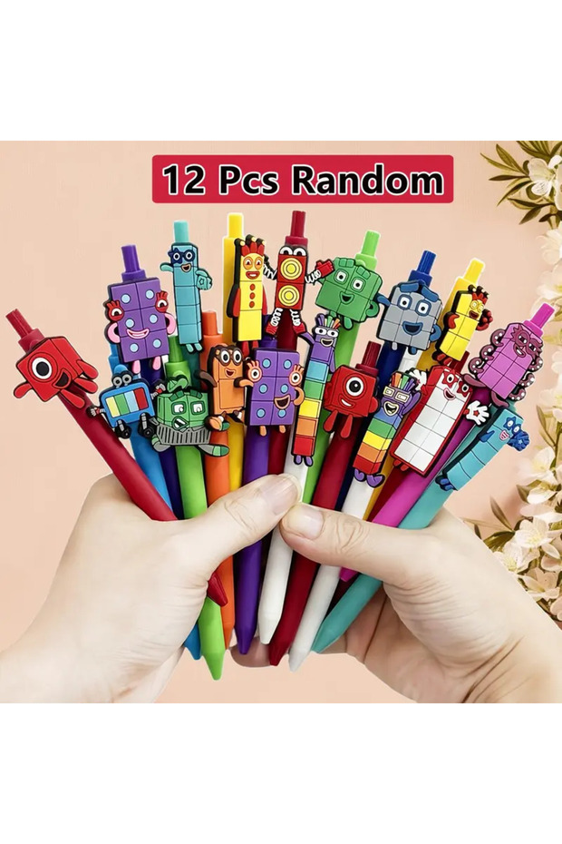 12pcs 6/12/18 Building Block-Shaped Pen Cute Number Building Block Ballpoint Pen Black Ink Fun writi