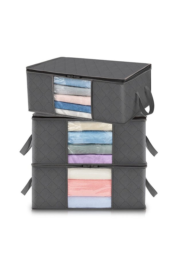L 3pcs 90L 1/3/6PCS Foldable Clothes Storage Bag Large Capacity Blanket Storage Bag Storage Containe