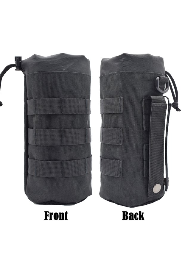 black Tactical MOLLE Bottle Pouch Bag Travel Sprots Molle Water Bottle Holder with Drawstring Open T