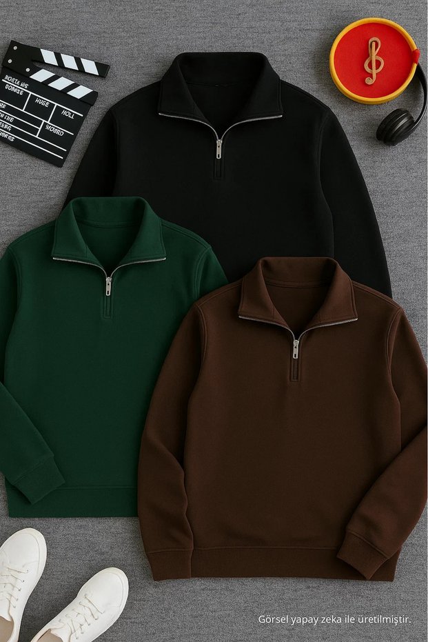Men's Winter Half-Zip 3-Piece Sweatshirt