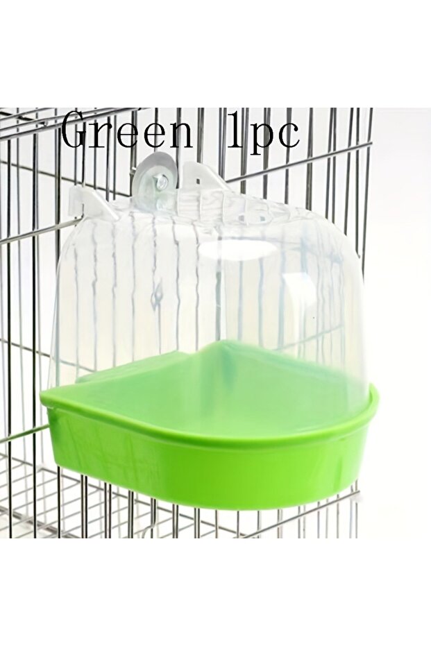 Green Transparent Bird Bath Tub - Splash-Proof PP Shower for Parrots, Lovebirds & Conures w/ Easy-Gr