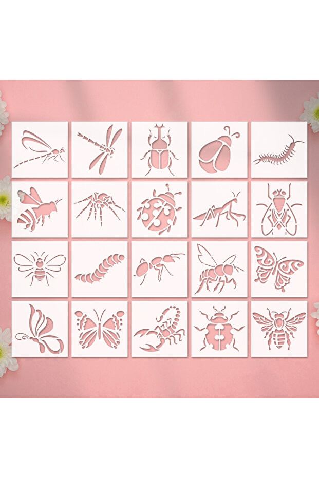 20pcs YOMDID 20pcs Insect Series Painting Hollow Out Stencils Reusable DIY Dragonfly, Bee, and other