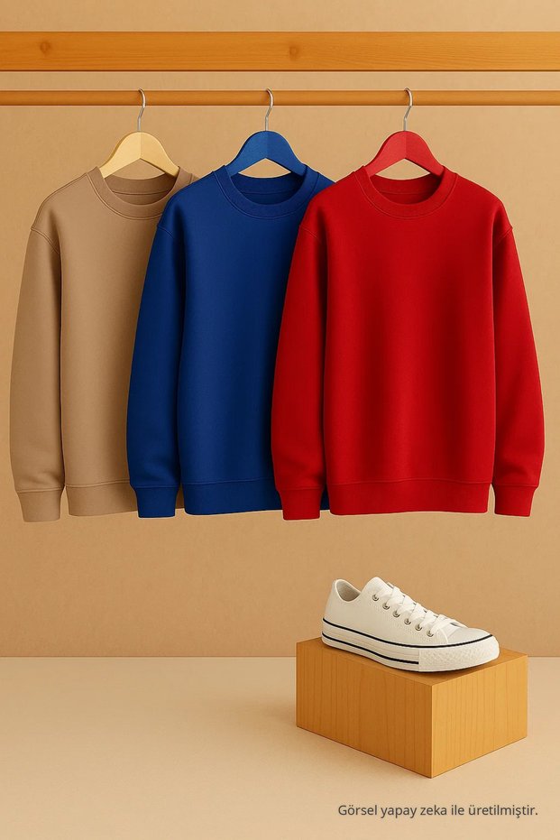 Women's Crew Neck Oversized 3-Piece Sweatshirt