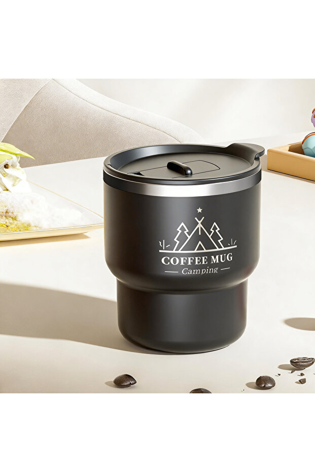 400ml Black 400ML Thermal Cup 304 Stainless Steel Double Layer Insulated Water Cup Office Milk Coffe