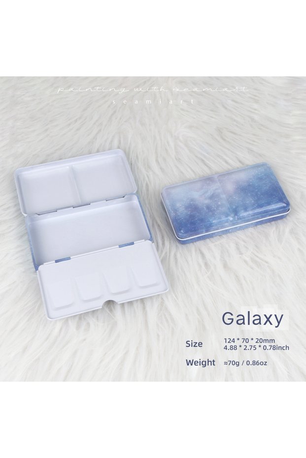 Galaxy SeamiArt 1pc Empty Portable Folding Metal Watercolor Paint Box Small Size for Watercolor Pain