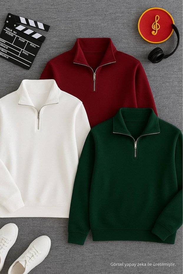 Men's Casual Half-Zip 3-Piece Sweatshirt