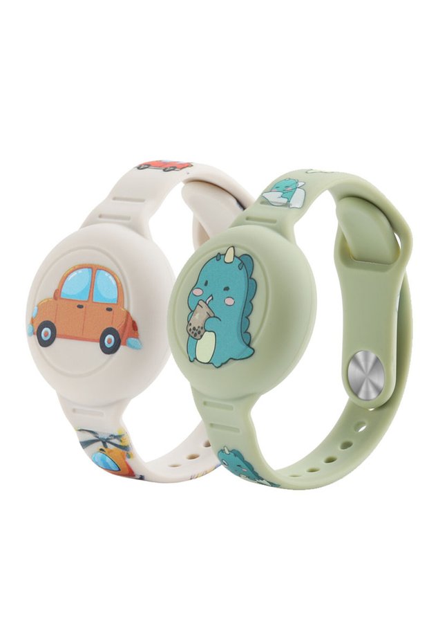 2pcs-Mix 04 Kids Waterproof for Airtag Bracelet, Silicone Material, Cute Cartoon Design Adjustable H