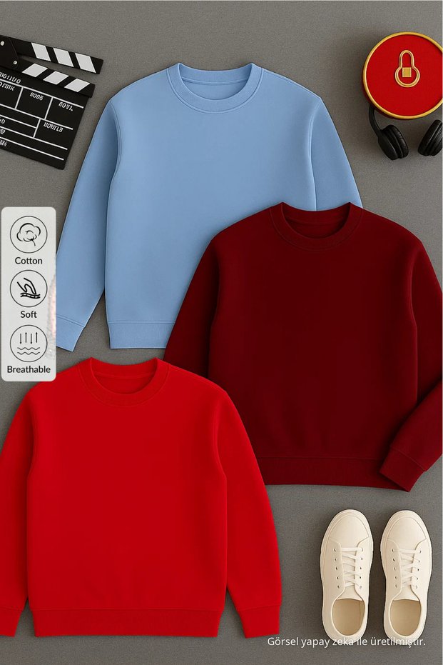 Men's Long Sleeve Winter Loose 3-Piece Sweatshirt