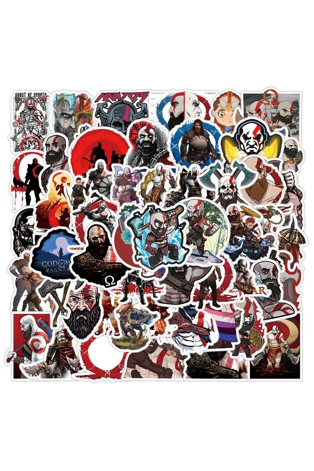 Multicolor 52Pcs Cute God Of War Stickers Kratos Decals For Phone Laptop Suitcase Notebook Skateboar