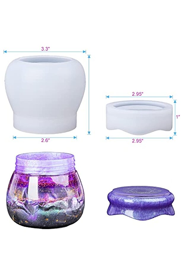 1set 1 set of silicone resin molds, including a covered pudding jar mold, for creating resin-cast cr