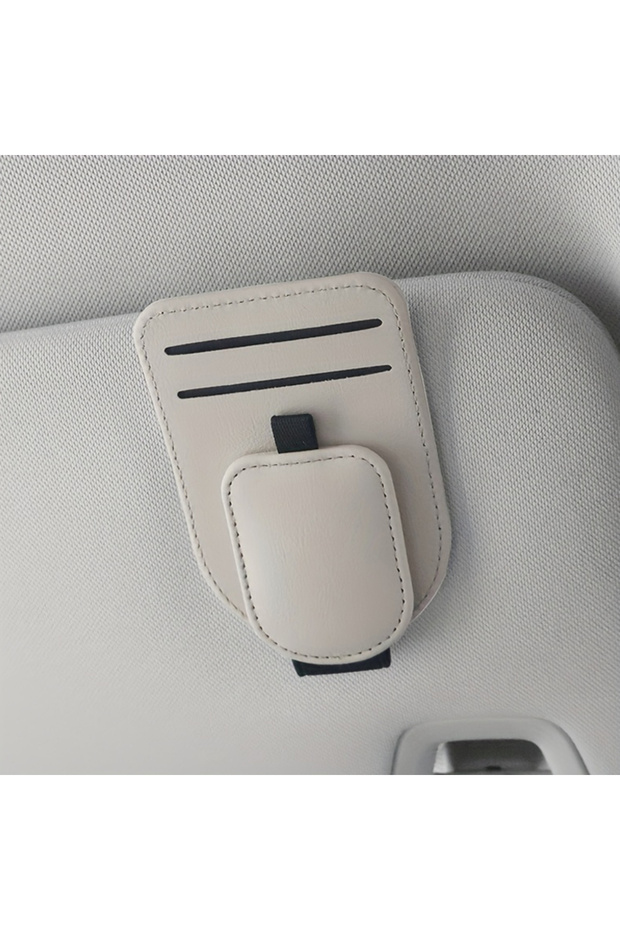 White Magnetic Sunglass Clip For Car Sun Visor Leather Glasses Hanger Firm Grip Quick Access For Dri