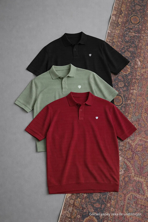 Men's Casual Cotton Pack 3-Piece Polo Collar T-Shirt