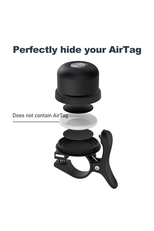 Black Bicycle Brass Bell For AirTag Case Anti-Theft Waterproof Bike Mount Bicycle Bell For Air Tag G
