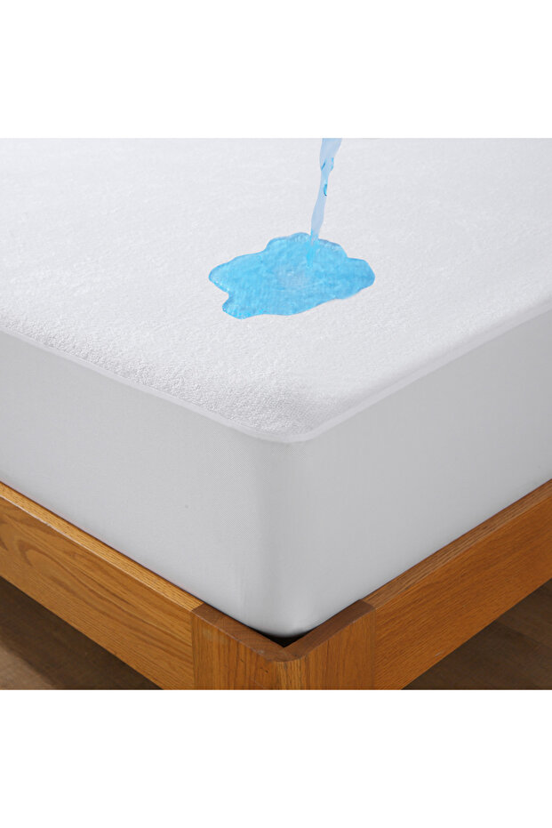 90x190x30cm 1pc Soft Terry Cloth Waterproof Elastic Fitted Sheet, Breathable Terry Mattress Protecto