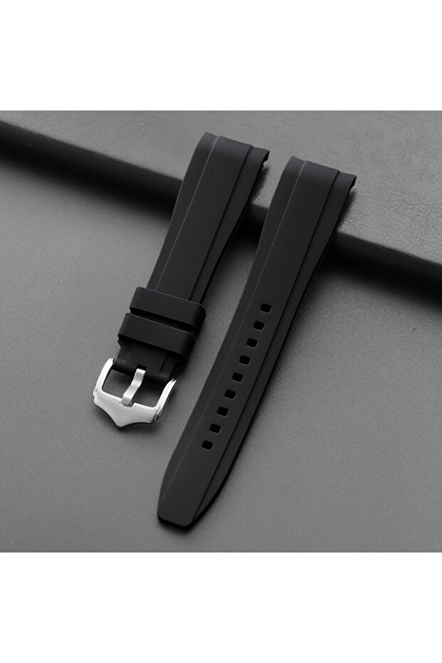 20mm Black 20mm22mm for Strap for Swatch Universal Men Women Curved End Silicone Watch Band for...