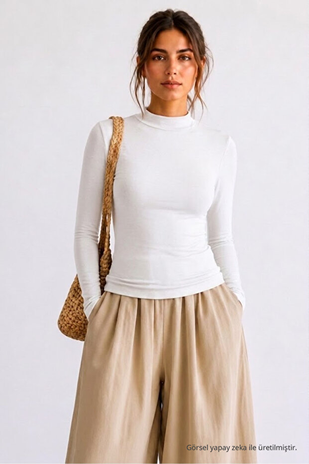 Women's Bodycone Crop Long Sleeve White Blouse
