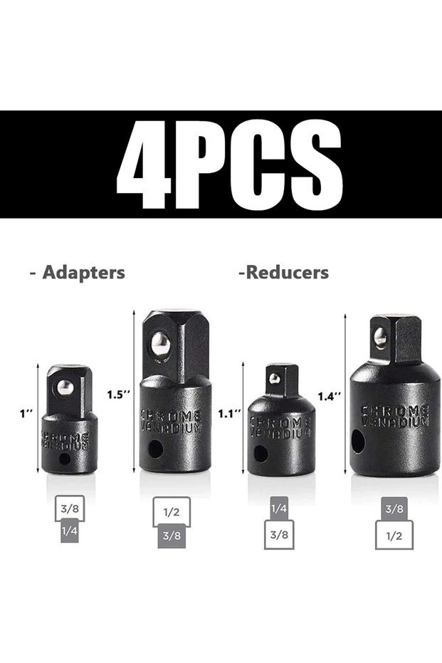 Socket Adapter 4PCS Air Cannon Pneumatic Universal Joint-Socket Swivel Set 360 degree Rotary Joint E