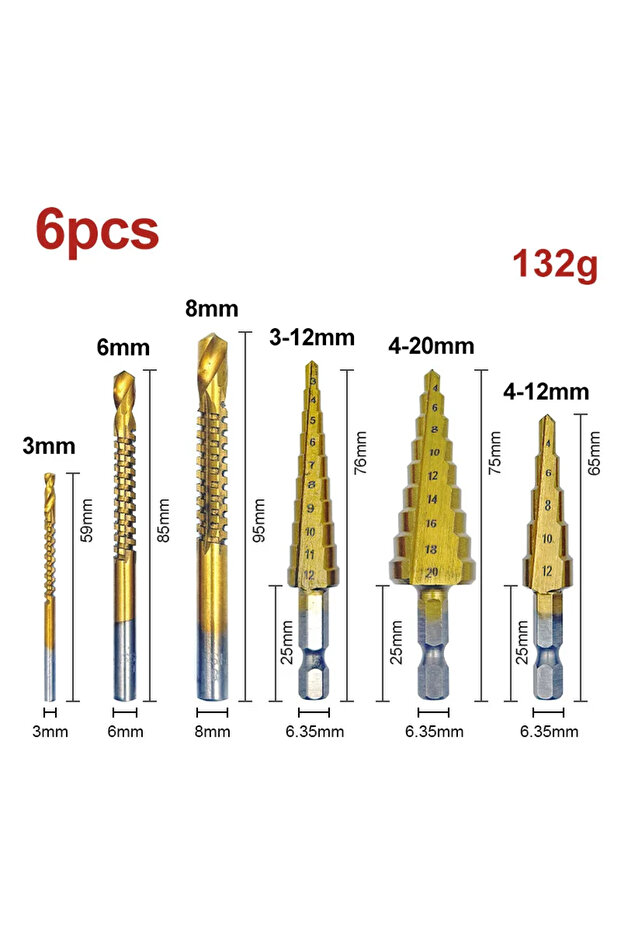 6 Pieces Set No Box Serrated ladder drill bit with cobalt metal drilling multifunctional hole opene