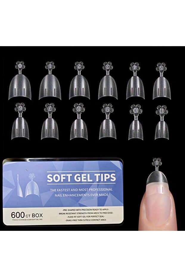 600 Roundness Medium Square Nail Art False Nail Stickers, 600 Pieces of Soft Gel X Nail Art False Na