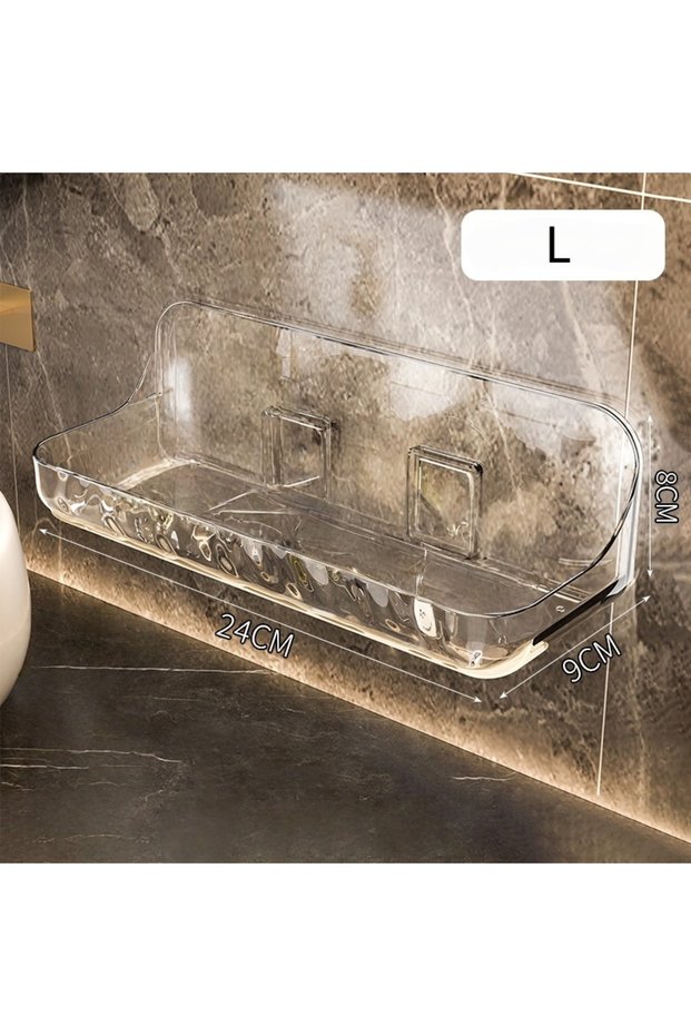 L Bathroom Toiletries Shelf Perforation-free Wall-mounted Skin Care Products Wall Toiletry Table Tra