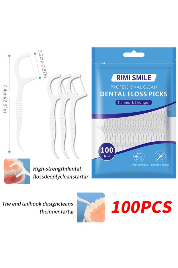 100pcs in 1 bag 30/50/100/200PCS - RIMI SMILE Smooth Floss Stick - Clean Interdental Gaps with Just