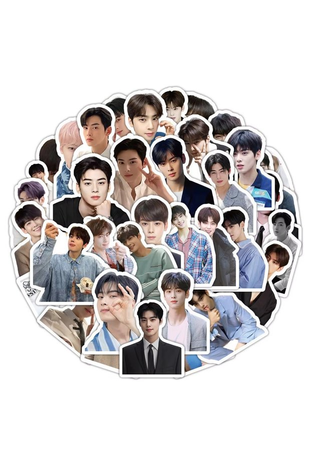 63Pcs Korean Boy Band Member Cha EunWoo Graffiti Stickers Decoration Phone Case Laptop Notebook Skat
