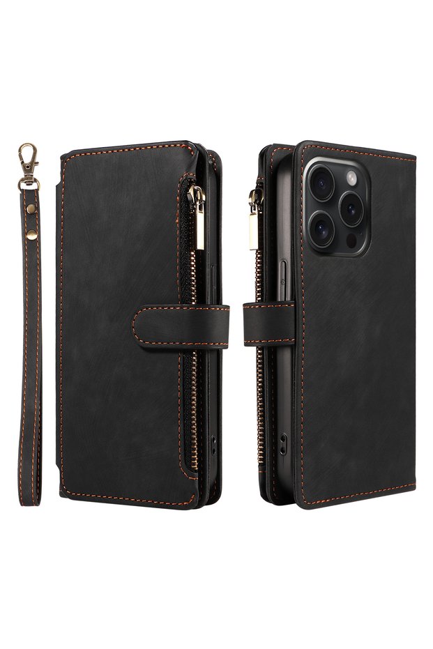 iPhone 14 black PU Leather Phone Case for IPhone 17Air 17 Pro Max 16 Pro Max 16e 15 14 13 12 11 Pro