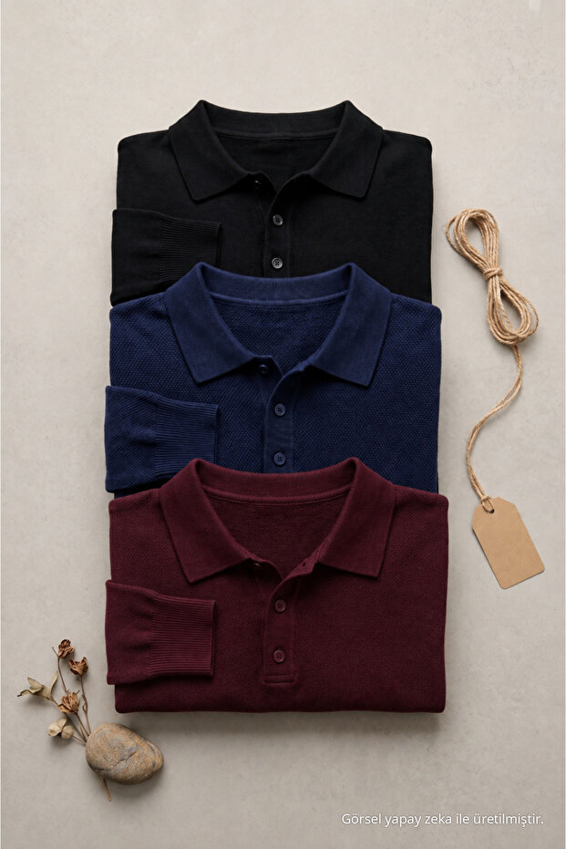 Men's Straight Fit Winter 3-Piece Knitwear Sweater