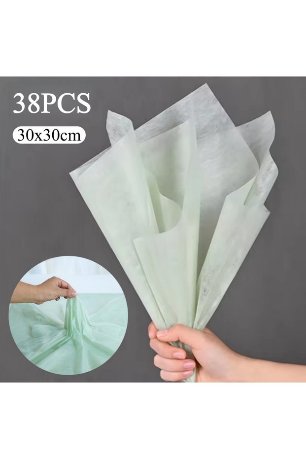 38PCS-Light green-S 38pcs flower arrangement wrapping paper, cotton flower wrapping lining paper, no