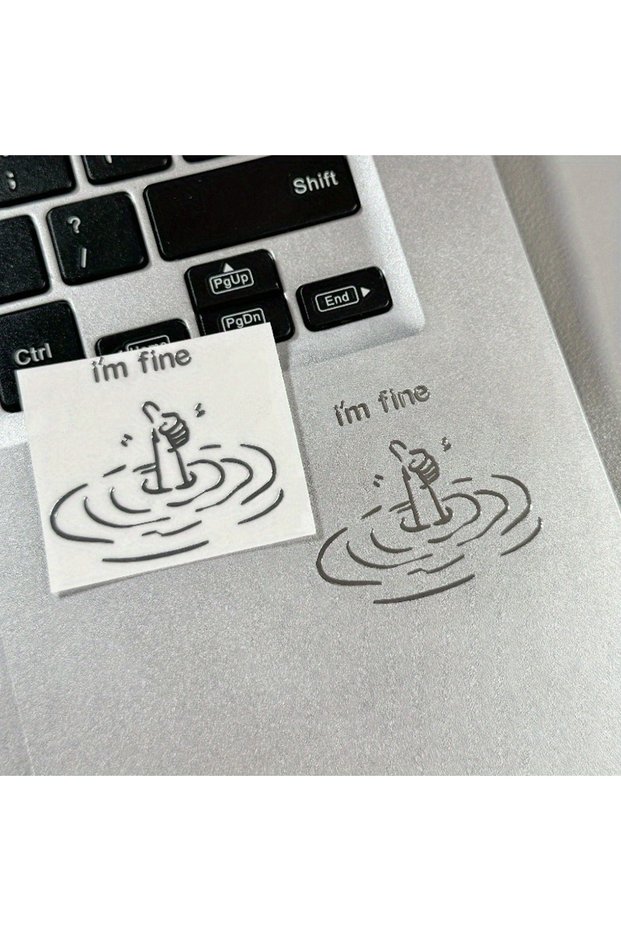 One Pcs I'M Fine Funny Sarcastic Metal Stickers - Waterproof Glossy Paper Laptop Stickers, Humorous