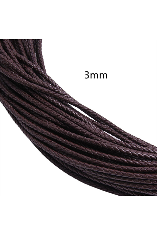 CE 3mm 5m Black Braided Leather Cord Genuine Strap Folded Bolo Tie Rope Lace for DIY Necklaces Brace