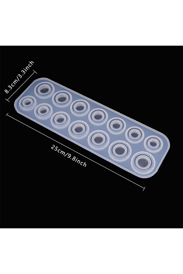White 1pc Resin Ring Molds Silicone, Resin Molds 14 Sizes with Round and Rhombic Faces for Making Ri