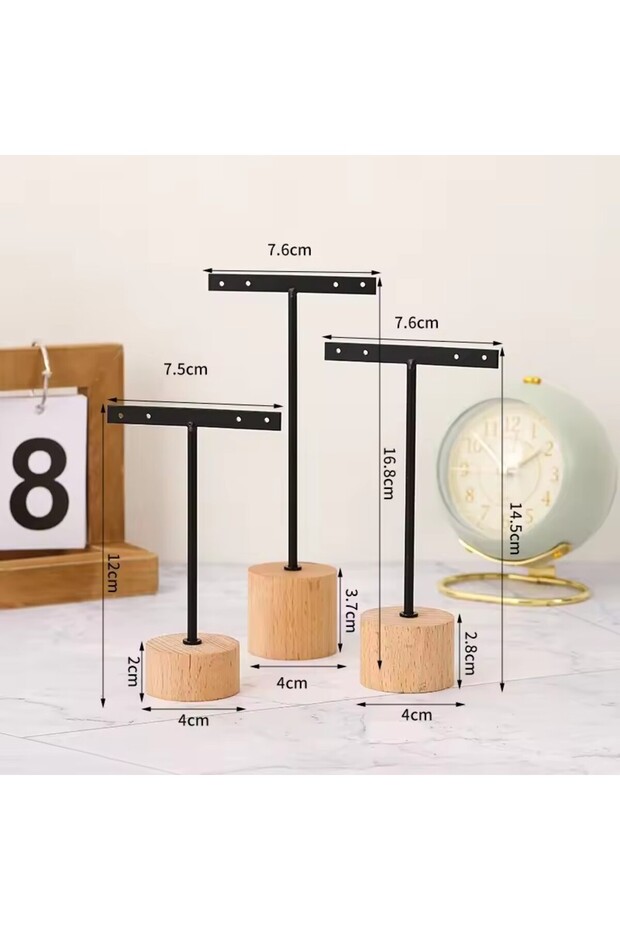 Black 3pcs 3-Piece Fashion T-Bar Jewelry Display Rack Stand Holder Earrings Hanging Organizer Jewelr