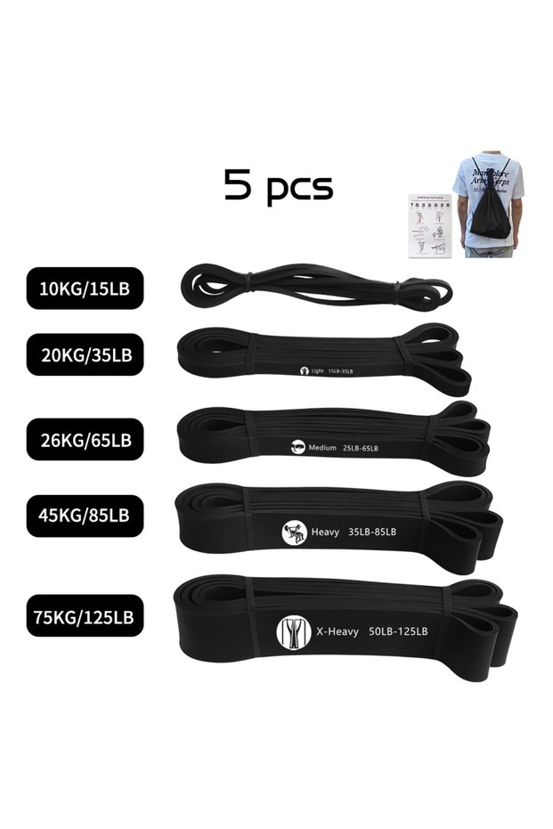 zld 5 pcs hei Workout Pilates Latex Resistance Band Sport Fitness Exercise Elastic Band Heavy Duty