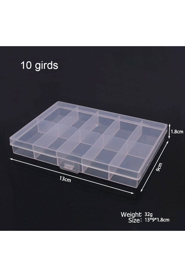 10 girds 6-32 Compartments Plastic Storage Box Organizer Jewelry Container with Dividers for Beads A