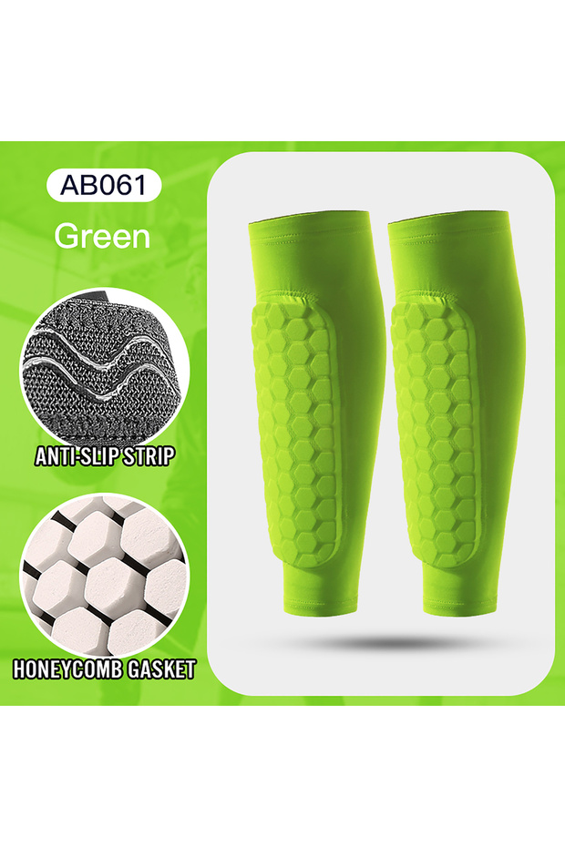 M 2 PC-green Football Shin Guard Socks Sleeves with Foam,Calf Compression Sleeve Honeycomb Pads,Spor