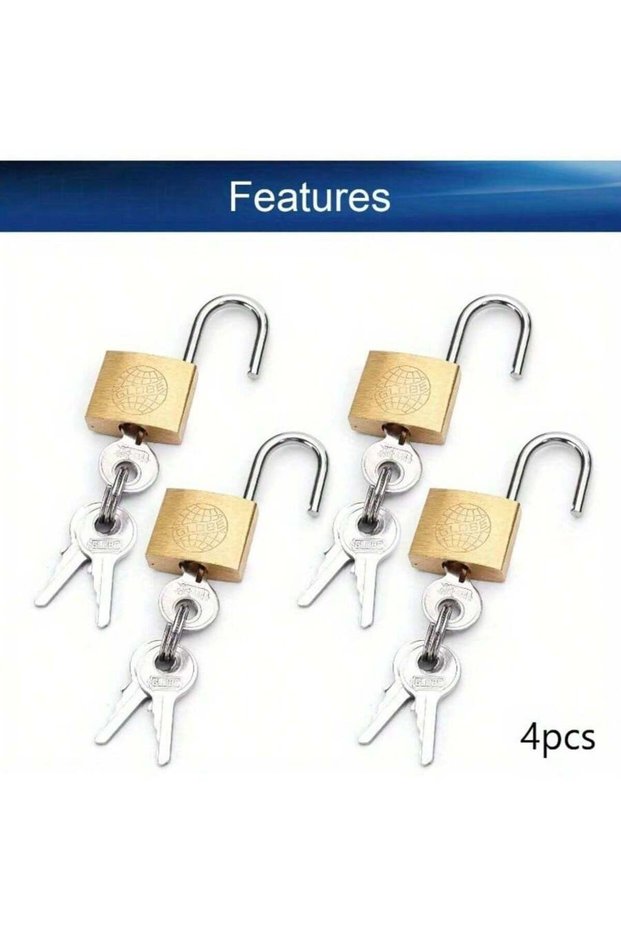 4pcs 2/4pcs Brass Padlock, Keyed Different, 25mm Wide Brushed Finish Short Harden Shackle, Waterproo